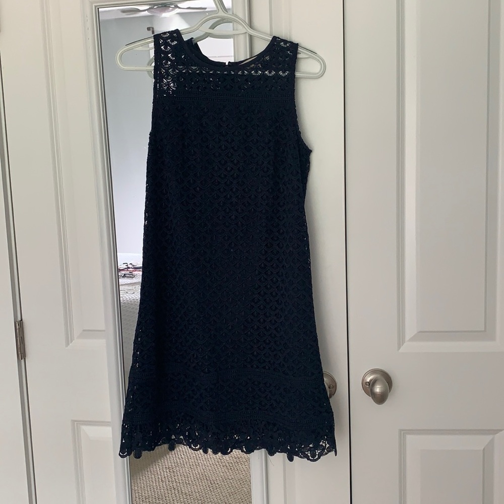 loft navy eyelet dress